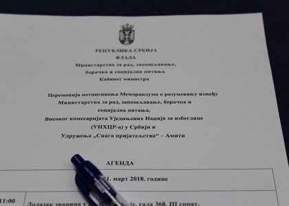 Potpisali smo Sporazum o saradnji sa Ministarstvom rada i UNHCR-om